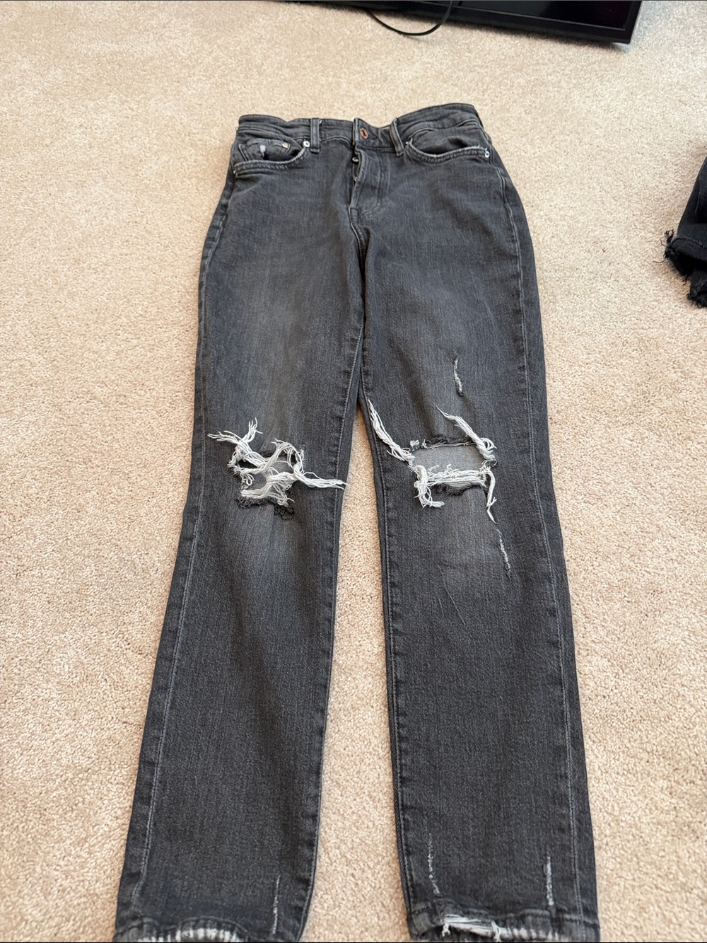 BDG Charcoal Distressed Straight-Leg Jeans